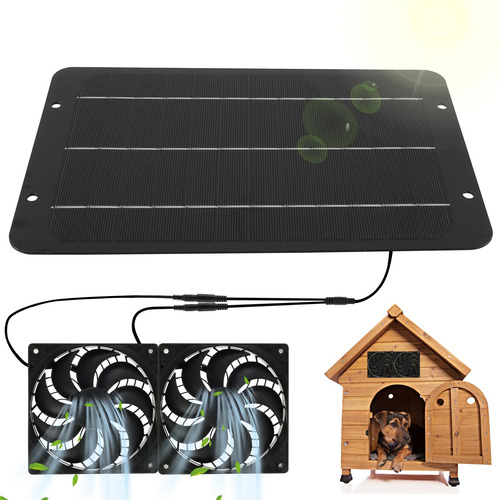 Kit Ventilador Panel Solar Doble Portatil 10 W Cable 8  Ip65