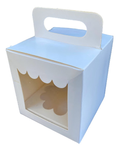  Caja Porta Cup Cake Con Soporte Y Visor X 10 Und.