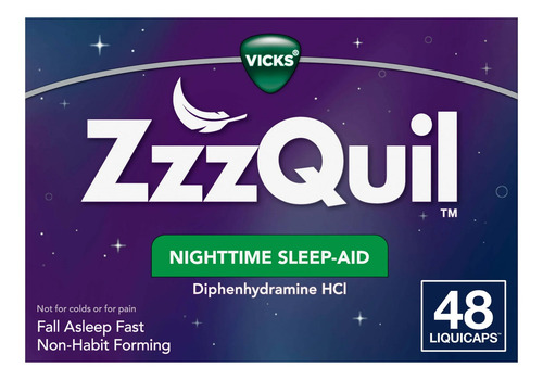 Ayuda para dormir Zzzquil PG Vick Nighttime Sleep Aid Caja 48 unidades Liquicaps EE. UU.