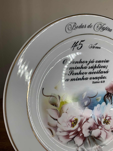 Prato De Louça 25 Cm Bodas De Safira 45 Anos