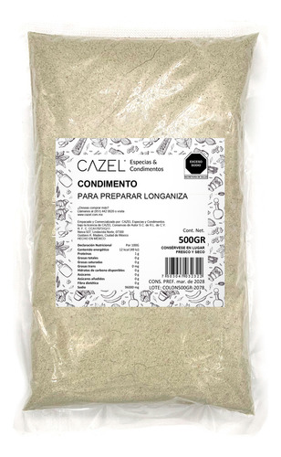 Condimento Para Hacer Longaniza Natural En Polvo 500g