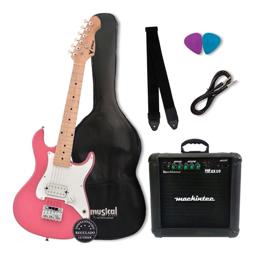 Kit Completo Guitarra Criança Infantil Phx Rosa Oferta!