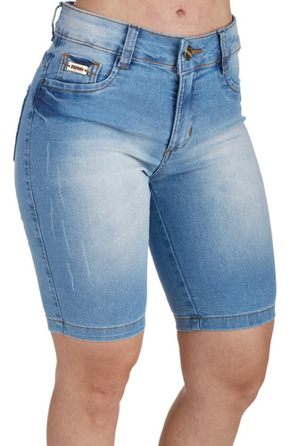 Bermuda Jeans Feminina Cintura Alta Lycra Qualidade Premium