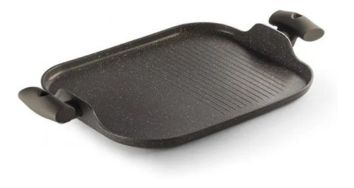 Grill Duplo Chapa Com Alça Marrom 26x21cm Carne Churrasco