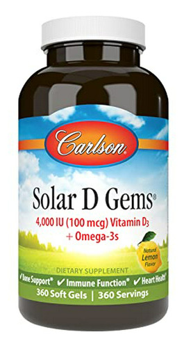 Carlson - Solar D Gems, Vitamina D3 Y Omega 3-suplemento, 40