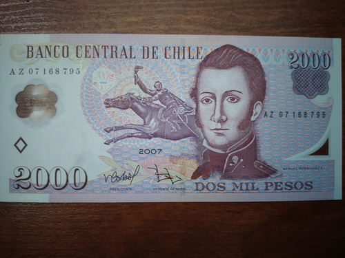 Imagen 1 de 1 de Billete Chile 2000 Pesos 2007 Unc