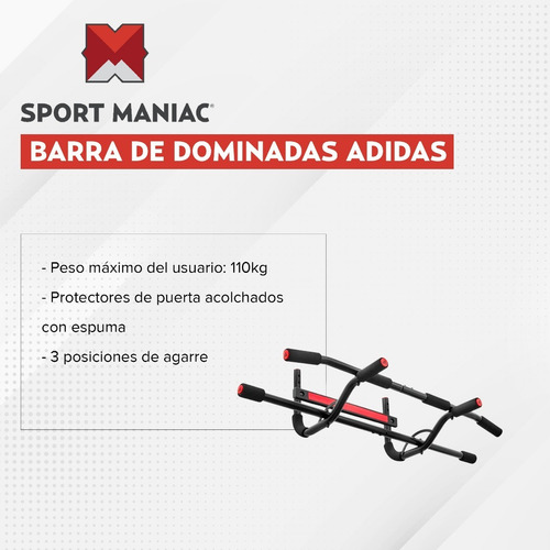 Imagen 2 de 5 de Barra Ejercicio Dominadas adidas Multifuncion Sport Maniac