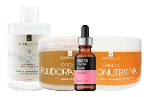 Combo Biobellus: Agua Micelar + Exfoliante + Suero + Crema