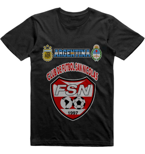 Remera Infantil Negra Club De Futbol San Nicolas