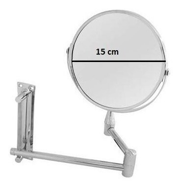 Imagen 2 de 3 de Espejo De Baño Metálico Extensible Cromado Dos Caras 15 Cm