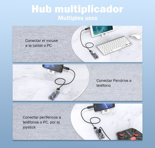 Imagen 4 de 10 de Hub Usb 3.0 Multiplicador 4 Puertos Pc Notebook Transparente