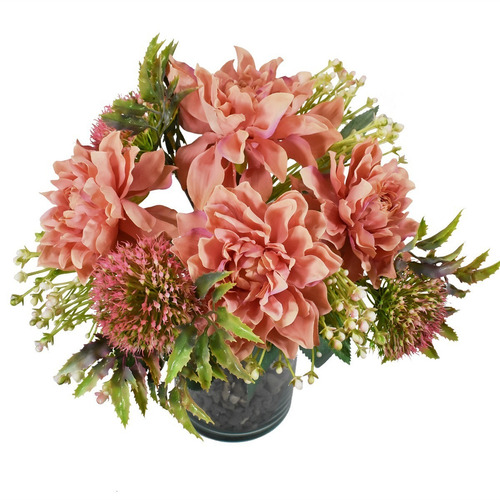 Bouquet De Dalias Flores Artificiales Finas Ramos De Flores Color Palo De Rosa
