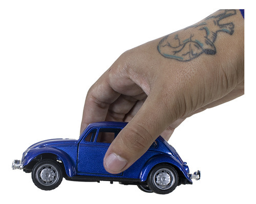 Carrinho Fusca Metal Miniaturs Fricção Coleção Decoração Cor Azul