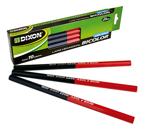 10 Bicolores Gruesos Lapices Hexagona Dixon Utiles Escolares