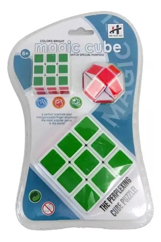 Cubo Rubik Paquete 3 Cubos 3x3 + Mini + Snake Juguete Didact