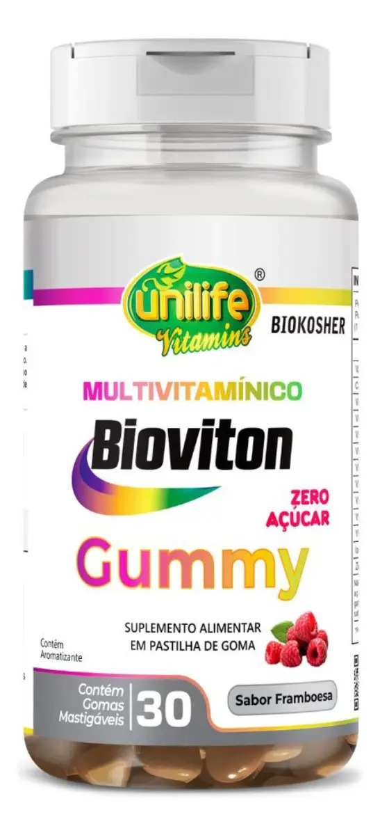 Gummy Multivitamínico 30 Gomas - Unilife Sabor Framboesa