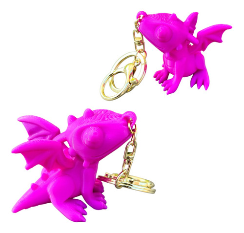 Llavero De Dragón Animado Impresión 3d Accesorios Regalo Fucsia
