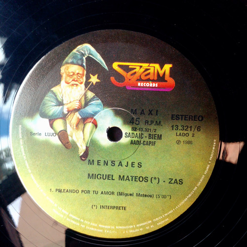 Miguel Mateos - Mensajes (vinilo Maxi, 1986) Sin Fritura Estándar