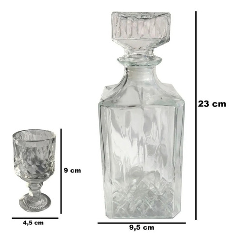 Kit 5 Peças Com 1 Licoreira 910ml + 4 Taças 50ml De Vidro