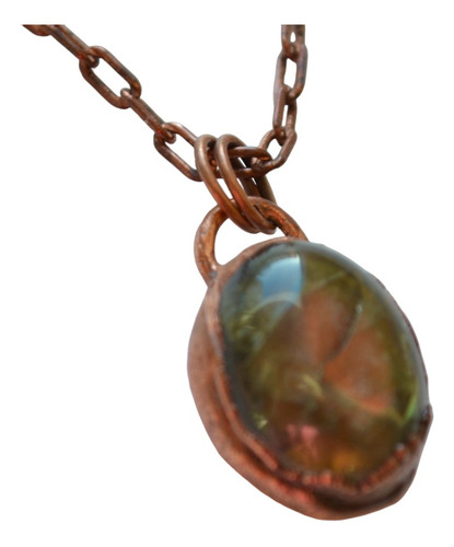Imagen 1 de 6 de Collar De Labradorita Con Cadena De Cobre, Joyeria De Autor