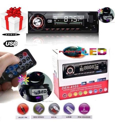 Radio Para Carro Con Bluetooh Integrado Con Usb Sd Aux Fm...