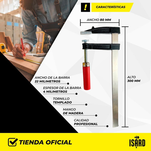 X 4 Prensa Sargento Carpintero 80x300 Isard Con Protectores
