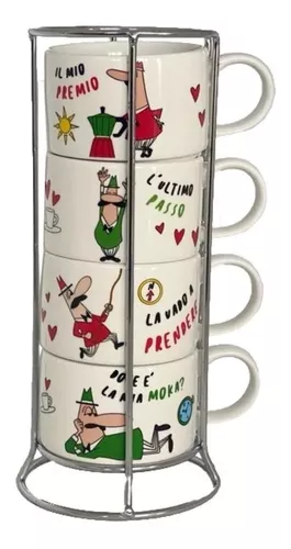 Bialetti Set de 4 Tazas de Capuchino Apilables - Interismo Tienda Online  España