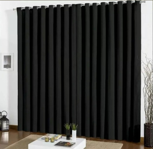 Cortina Blackout Térmica Preto Com Ilhos - 200x140cm