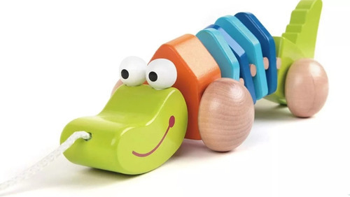 Imagen 4 de 5 de Arrastre Cocodrilo Madera Interactivo Infantil