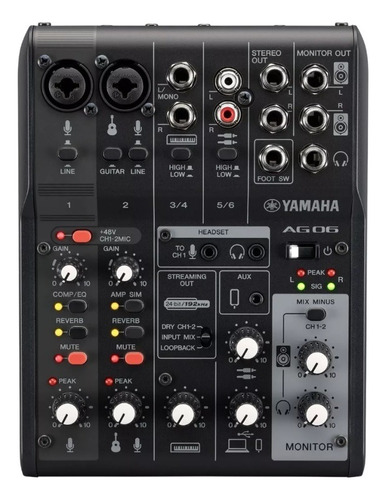 Yamaha Ag06 Mk2 Mixer 6 Canales Usb Para Streaming Ag06mk2b.