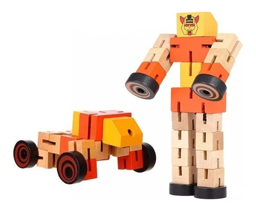 Muñeco Robot De Madera Articulado Original Transformers