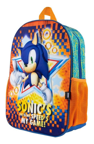 Mochila Escolar Sonic Speed My Game Edition Ginga Color Azul