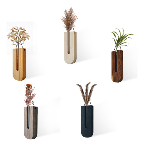 Jarrón De Madera Para Decoración De Pared, Negro