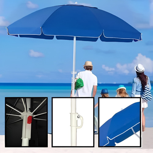 Sombrilla De Playa Y Jardín Reforzada Con Protección Uv Azul