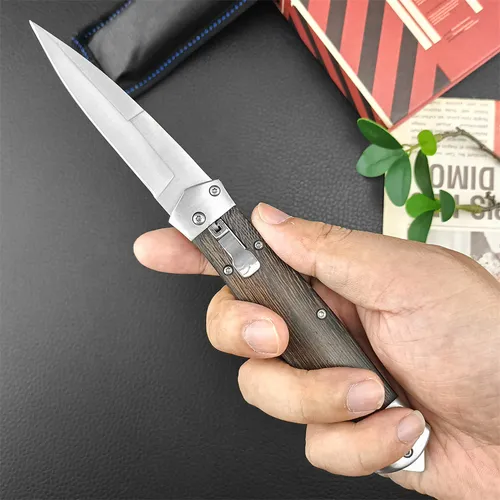 Cuchillo Stiletto Tactical Gear, Hoja Plegable Automática, C
