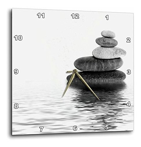 Reloj De Pared Zen Con Equilibrio De Piedras En Agua.