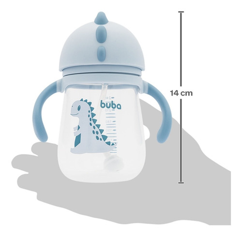Imagem 2 de 8 de Copo Com Canudo Infantil De Transição 240ml Alça Dino - Buba