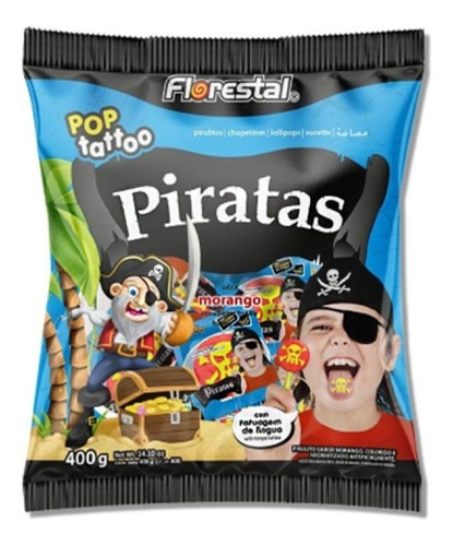 Pirulito Pirata Pop Tattoo C/50 Unids - 400g - Bovistense