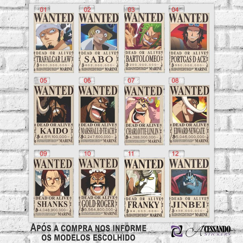 Imagem 1 de 10 de 5 Posteres Japan Anime Mangá Procurados One Piece 20x30cm 
