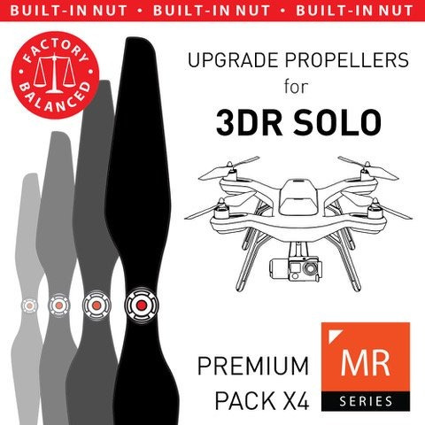 MAS actualización hélices para 3DR Solo Con Tuerca integrado en Negro-x4 en Set