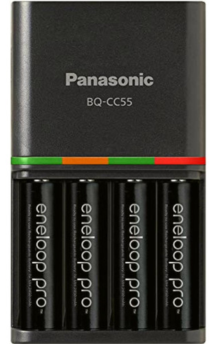 Eneloop Panasonic Cargador Con 4aa Baterías Recargables