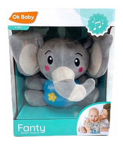 Peluche Elefante Fanty Safari Musical Didactico Ok Baby