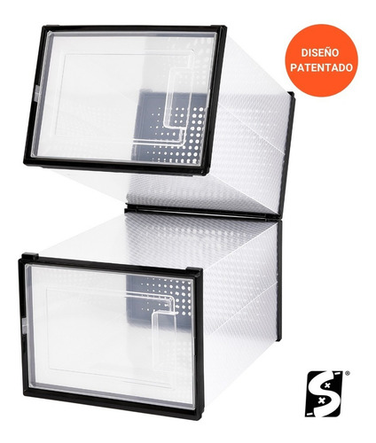 Caja Zapatos Tenis Zapatera Organizador Shoe Box 12 Pzas L Color Negro