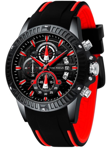 Relógio Masculino Minifocus Original Importado Prova D'água Funcional Com Cronógrafo Calendário E Pulseira Borracha Top