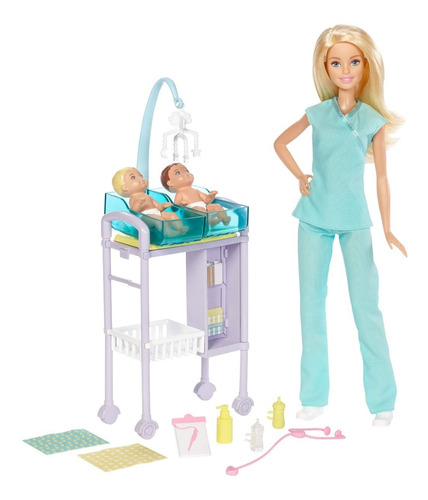 Muñeca Barbie Pediatra Doctora Gemelos Bebes Original