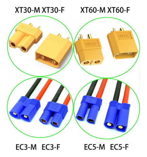 Conector Zhofonet Xt30 Macho A Xt60 Hembra Con Cable De 5 Cm