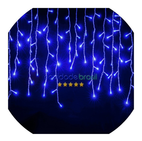 Cascata 400 Leds 10 Metros Azul Natal Pisca Ou Fixa