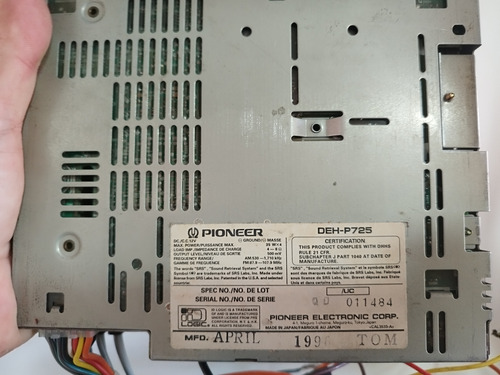 Radio Pioneer Deh P725 Belissimo (Usado)