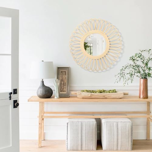 Espejo De Pared Decorativo De 16 Pulgadas En Madera Rústica,
