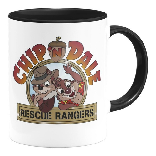 Taza Interior De Color Chip And Dale 01 Caricaturas Retro